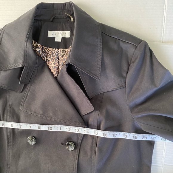 Via Spiga Trench Coat Lined Belted Large Womens Jacket Black - Picture 13 of 16